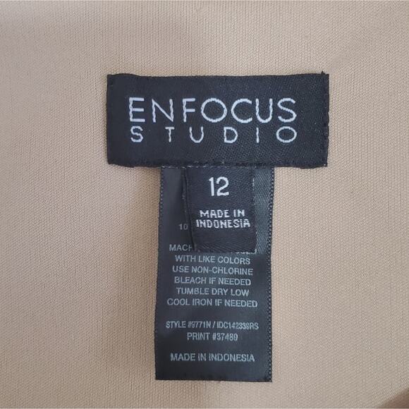 Enfocus Studio | Neutral Polka-dot Drapey Front Fit and Flare Dress - Picture 6 of 8